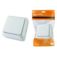 Переключатель на 2 направления 1-кл. открытой установки с подсветкой IP20 10А, белый "Ладога" TDM