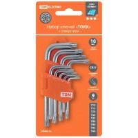 Набор ключей "TORX" с отверстием 9 шт: Т10-Т50 (держатель в блистере), CR-V сталь "Алмаз" TDM