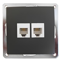 Розетка телефонная двойная 2хRJ-11 с накладкой (черн. бархат) LK60 LK Studio