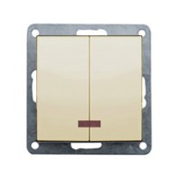 Выключатель 2-кл., с индикаторами (сх.5L) 16A, 250B (беж.) LK60 (25шт) 1кор.=200шт