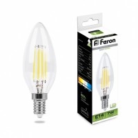 Свеча филамент C35 диммируемая, FERON LB-166 (7W) 230v E14 4000K