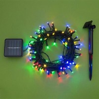 Электрогирлянда "Солнечная" 100 LED, мульти, черный провод длина 10м /2