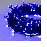 Электрогирлянда №1 "шнурок" уличная 70LED, свечение синее, черный провод, длина 7 метров, 8 режимов светоэффектов /1