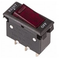 Выключатель - автомат клавишный 250V 15А (3с) RESET-OFF красный  с подсветкой  REXANT