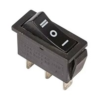 Выключатель клавишный 250V 10А (3с) ON-OFF-ON черный  с нейтралью  REXANT