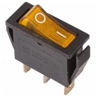 Выключатель клавишный 250V 15А (3с) ON-OFF желтый  с подсветкой  REXANT