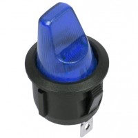 Выключатель клавишный круглый 12V 16А (3с) ON-OFF синий  с подсветкой  REXANT