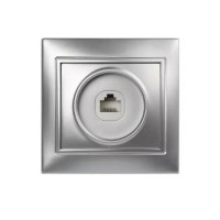 Розетка компьтерная RJ-45 1-местная серебро "Венера" (SBE-01s-S1-RJ)