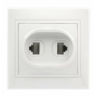 Розетка компьютер+телефон RJ-45+Phone 1 местная белая "Венера" (SBE-01w-S1-RJPH)