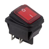 Выключатель клавишный 250V 15А (4с) ON-OFF красный  с подсветкой  ВЛАГОЗАЩИТА  REXANT