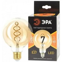 Лампа светодиодная F-LED G95-7W-824-E27 spiral gold ЭРА (филамент,шар спир зол,7Вт,тепл,E27)(20/560)
