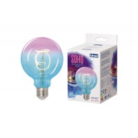 LED-SF01-4W/SOHO/E27/CW BLUE/WINE GLS77R  Лампа светодиодная SOHO. Синяя/винная колба. Спиральный филамент. Картон. TM Uniel, ш/к4690485125471