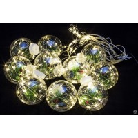 Гирлянда Winner Light, бахрома Шарики-елка 8см., 10 Led, тепло-белый, прозрачный провод, 2,5х0,7х0,5