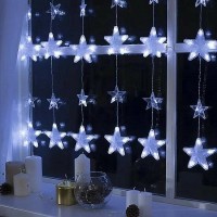 БАХРОМА DECOR. "Звездочки", IP20, Ш:2.4 м, В:0.9 м, Н.С. LED-186-220V, 8 режимов, БЕЛЫЙ