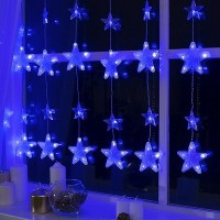 БАХРОМА DECOR. "Звездочки", IP20, Ш:2.4 м, В:0.9 м, Н.С. LED-186-220V, 8 режимов, СИНИЙ