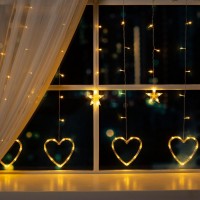 БАХРОМА DECOR. "Сердце", IP20, Ш:2.4 м, В:0.9 м, Н.С. LED-186-220V, 8 режимов, Т/БЕЛЫЙ