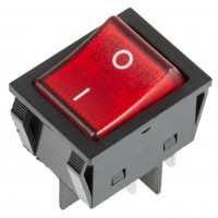 REXANT 36-2346 Выключатель клавишный 250 V 30 А (4с) ON-OFF красный с подсветкой