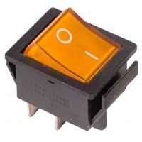 REXANT 36-2333 Выключатель клавишный 250V 16А (4с) ON-OFF желтый  с подсветкой (10/500)