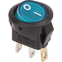 REXANT 36-2531 Выключатель клавишный круглый 250V 3А (3с) ON-OFF синий с подсветкой  Micro (10/3000)