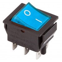 REXANT36-2351 Выключатель клавишный 250V 15А (6с) ON-ON синий с подсветкой