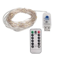 Гирлянда нить "КАПЕЛЬКА РОСЫ" 30м/ USB / 8 режимов / пульт / Белый