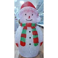 Фигура LED СНЕГОВИК акриловый h≈60 холодный белый свет (с режимами)  (красный колпак)
