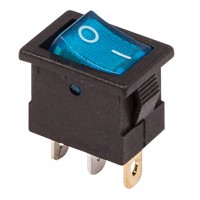 REXANT 36-2171 Выключатель клавишный 12V 15А (3с) ON-OFF синий  с подсветкой  Mini  (RWB-206-1)