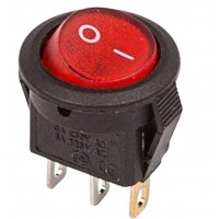 REXANT 36-2530 Выключатель клавишный круглый 250V 3А (3с) ON-OFF красный с подсветкой Micro(10/3000)