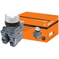 Кнопка с фиксацией MP2-20W в сборе d22мм 1з+1р белая TDM