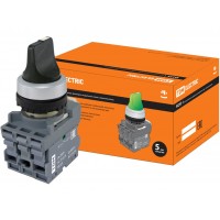 Переключатель на 3 положения с фиксацией M3SS1-20B короткая ручка в сборе d22мм 1з+1р черный TDM