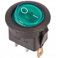 REXANT 36-2573 Выключатель клавишный круглый 250V 6А (3с) ON-OFF зеленый  с подсветкой (10/3000)