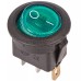 REXANT 36-2573 Выключатель клавишный круглый 250V 6А (3с) ON-OFF зеленый  с подсветкой (10/3000)
