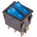 REXANT 36-2411 Выключатель клавишный 250V 15A (6c) ON-OFF синий с подсветкой ДВОЙНОЙ