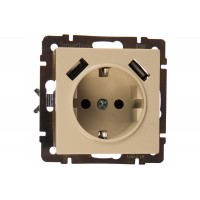 Розетка с заземлением и 2-мя USB 16А бежевая "Нептун" (SBE-05i-16-S1-USB)