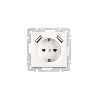 Розетка с заземлением и 2-мя USB 16А белая "Нептун" (SBE-05w-16-S1-USB)