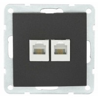 Ecoplast Розетка компьютерная 2хRJ-45 кат. 5е с накладкой (черный бархат) LK60 866208