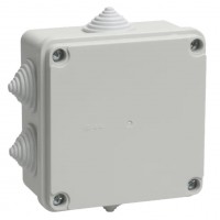 Коробка КМ41233 распаячная 100х100х50 мм О/П IP44 (RAL7035, 6 гермовводов) ИЭК
