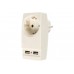 Тройник SP-1e-USB-W  ЭРА Адаптер "Polynom" 1гн 220V +2xUSB 2100mA, с заземл, (белый)